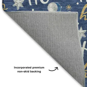 Luxury Washable Indoor/Outdoor Merry & Bright Navy 8\' x 10\' Rug