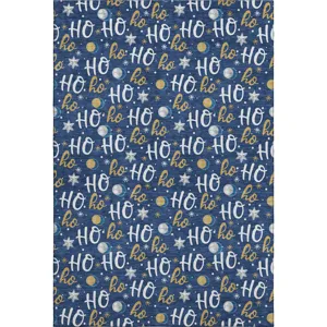 Luxury Washable Indoor/Outdoor Merry & Bright Navy 8\' x 10\' Rug