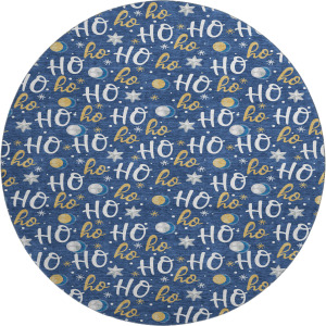 Luxury Washable Indoor/Outdoor Merry & Bright Navy 8' x 8' Round Rug