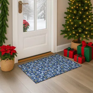 Luxury Washable Indoor/Outdoor Merry & Bright Navy 1\'8\" x 2\'6\" Rug