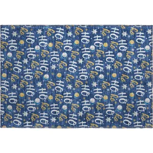 Luxury Washable Indoor/Outdoor Merry & Bright Navy 1\'8\" x 2\'6\" Rug