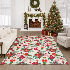 Luxury Washable Indoor/Outdoor Merry & Bright Ivory 5\' x 7\'6\" Rug