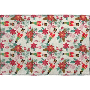 Luxury Washable Indoor/Outdoor Merry & Bright Ivory 1\'8\" x 2\'6\" Rug
