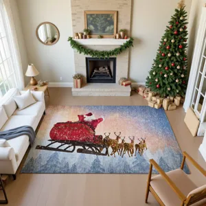 Luxury Washable Indoor/Outdoor Merry & Bright Twilight 9\' x 12\' Rug