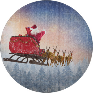 Luxury Washable Indoor/Outdoor Merry & Bright Twilight 8' x 8' Round Rug