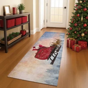 Luxury Washable Indoor/Outdoor Merry & Bright Twilight 2\'3\" x 7\'6\" Runner Rug