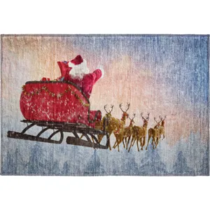 Luxury Washable Indoor/Outdoor Merry & Bright Twilight 1\'8\" x 2\'6\" Rug