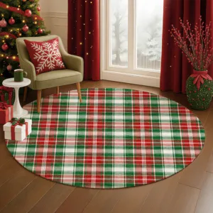 Luxury Washable Indoor/Outdoor Merry & Bright Emerald 8\' x 8\' Round Rug