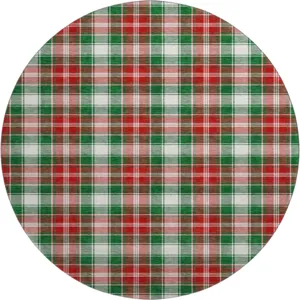 Luxury Washable Indoor/Outdoor Merry & Bright Emerald 8\' x 8\' Round Rug