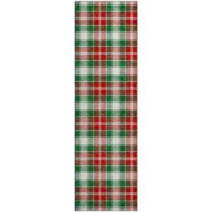 Luxury Washable Indoor/Outdoor Merry & Bright Emerald 2\'3\" x 7\'6\" Runner Rug