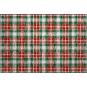 Luxury Washable Indoor/Outdoor Merry & Bright Emerald 1\'8\" x 2\'6\" Rug
