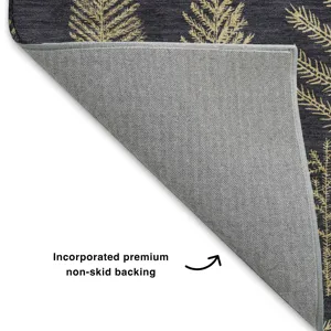 Luxury Washable Indoor/Outdoor Merry & Bright Black 8\' x 10\' Rug