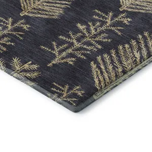 Luxury Washable Indoor/Outdoor Merry & Bright Black 8\' x 10\' Rug