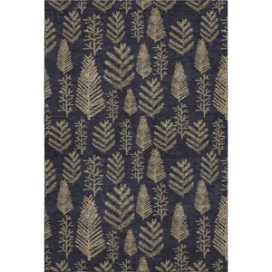 Luxury Washable Indoor/Outdoor Merry & Bright Black 8\' x 10\' Rug
