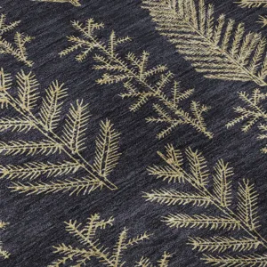 Luxury Washable Indoor/Outdoor Merry & Bright Black 8\' x 10\' Rug