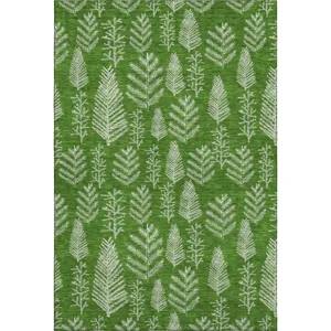 Luxury Washable Indoor/Outdoor Merry & Bright Green 9\' x 12\' Rug