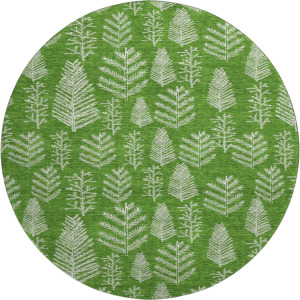 Luxury Washable Indoor/Outdoor Merry & Bright Green 8' x 8' Round Rug