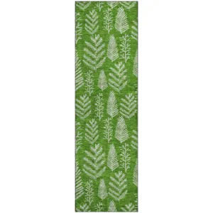 Luxury Washable Indoor/Outdoor Merry & Bright Green 2\'3\" x 7\'6\" Runner Rug