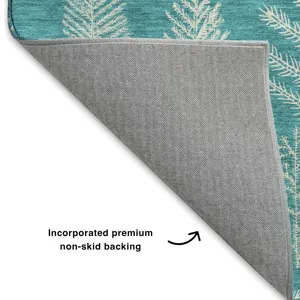 Luxury Washable Indoor/Outdoor Merry & Bright Teal 2\'6\" x 3\'10\" Rug