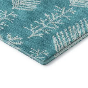 Luxury Washable Indoor/Outdoor Merry & Bright Teal 2\'6\" x 3\'10\" Rug