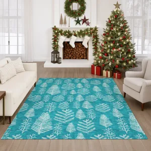 Luxury Washable Indoor/Outdoor Merry & Bright Teal 2\'6\" x 3\'10\" Rug