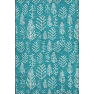Luxury Washable Indoor/Outdoor Merry & Bright Teal 2\'6\" x 3\'10\" Rug