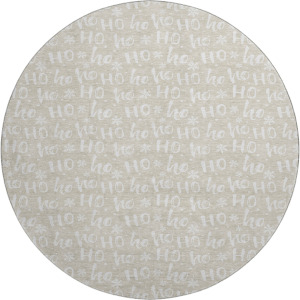 Luxury Washable Indoor/Outdoor Merry & Bright Beige 8' x 8' Round Rug