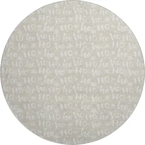 Luxury Washable Indoor/Outdoor Merry & Bright Beige 8\' x 8\' Round Rug