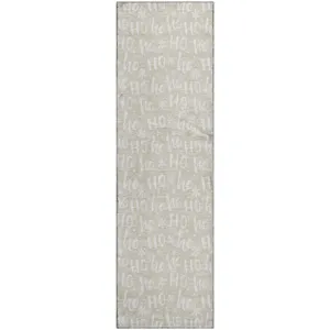 Luxury Washable Indoor/Outdoor Merry & Bright Beige 2\'3\" x 7\'6\" Runner Rug