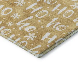 Luxury Washable Indoor/Outdoor Merry & Bright Gold 9\' x 12\' Rug