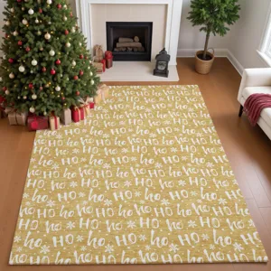 Luxury Washable Indoor/Outdoor Merry & Bright Gold 9\' x 12\' Rug