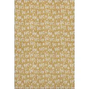 Luxury Washable Indoor/Outdoor Merry & Bright Gold 9\' x 12\' Rug