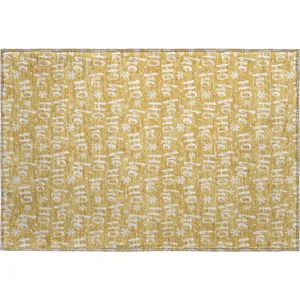 Luxury Washable Indoor/Outdoor Merry & Bright Gold 1\'8\" x 2\'6\" Rug
