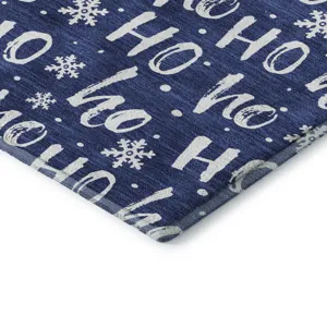 Luxury Washable Indoor/Outdoor Merry & Bright Navy 5\' x 7\'6\" Rug