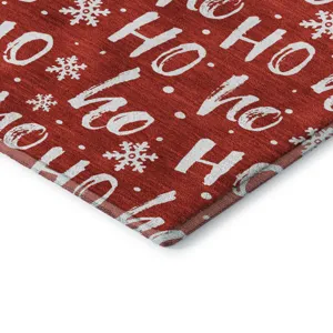 Luxury Washable Indoor/Outdoor Merry & Bright Red 1\'8\" x 2\'6\" Rug