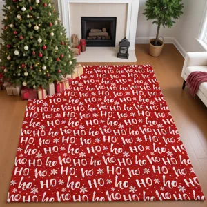 Luxury Washable Indoor/Outdoor Merry & Bright Red 8\' x 10\' Rug