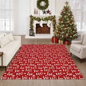Luxury Washable Indoor/Outdoor Merry & Bright Red 8\' x 10\' Rug