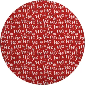 Luxury Washable Indoor/Outdoor Merry & Bright Red 8\' x 8\' Round Rug