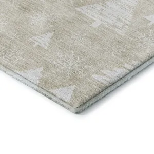 Luxury Washable Indoor/Outdoor Merry & Bright Beige 5\' x 7\'6\" Rug