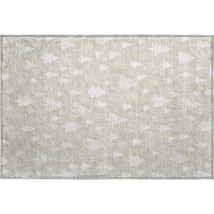 Luxury Washable Indoor/Outdoor Merry & Bright Beige 1\'8\" x 2\'6\" Rug