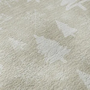 Luxury Washable Indoor/Outdoor Merry & Bright Beige 5\' x 7\'6\" Rug