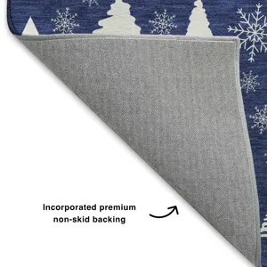 Luxury Washable Indoor/Outdoor Merry & Bright Navy 9\' x 12\' Rug