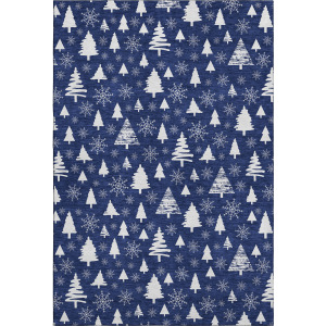 Luxury Washable Indoor/Outdoor Merry & Bright Navy Rug