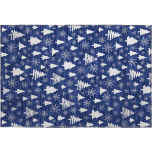 Luxury Washable Indoor/Outdoor Merry & Bright Navy Rug