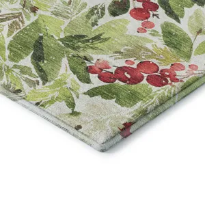 Luxury Washable Indoor/Outdoor Merry & Bright Aloe 5\' x 7\'6\" Rug