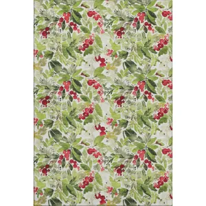 Luxury Washable Indoor/Outdoor Merry & Bright Aloe 5\' x 7\'6\" Rug