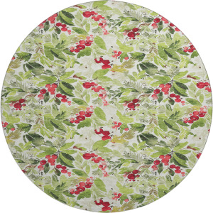 Luxury Washable Indoor/Outdoor Merry & Bright Aloe 8' x 8' Round Rug