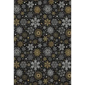 Luxury Washable Indoor/Outdoor Merry & Bright Black 10\' x 14\' Rug