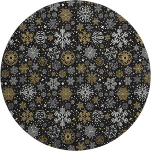 Luxury Washable Indoor/Outdoor Merry & Bright Black 8' x 8' Round Rug
