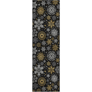 Luxury Washable Indoor/Outdoor Merry & Bright Black 2'3